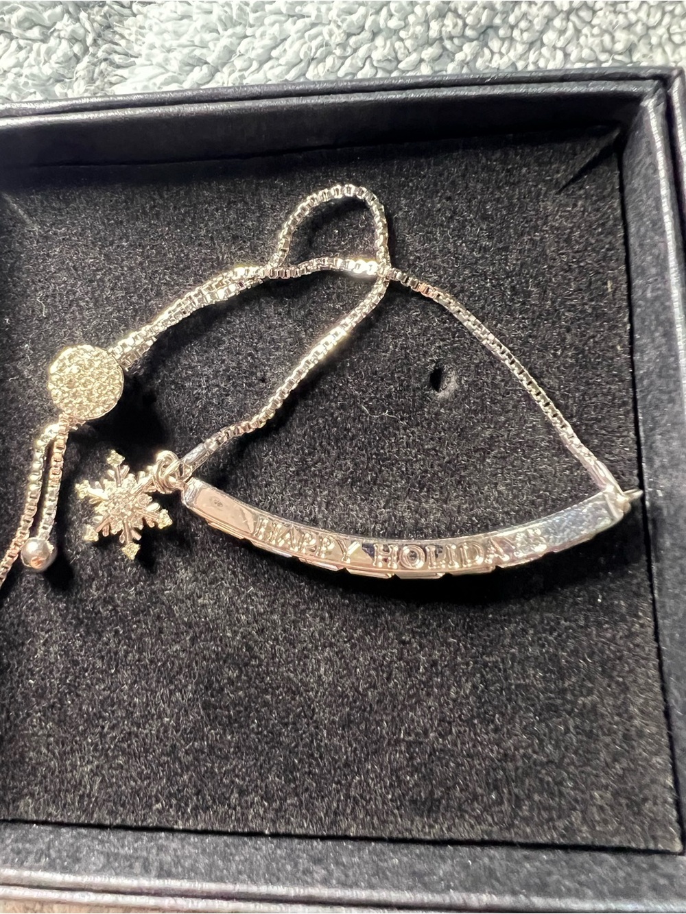 Holiday Sparkle Silver Snowflake Slider Bracelet